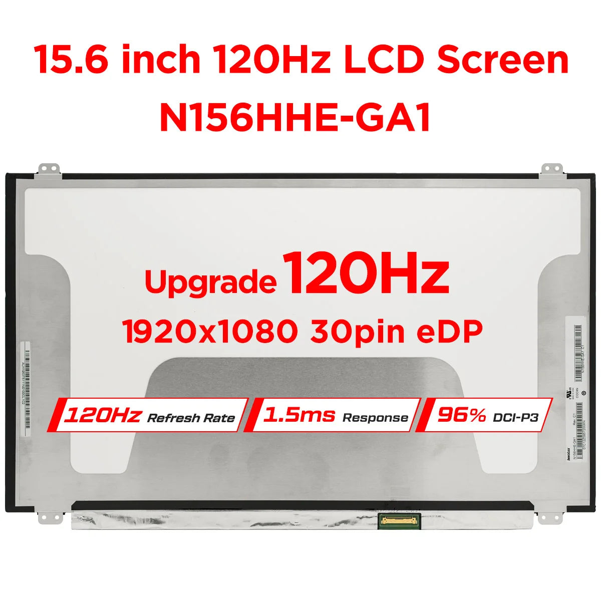Écran LCD LED 15.6" Visiodirect N156HHE-GA1 - Full HD 1920x1080 60Hz 30 Pins - Neuf Avec Garantie 1 An