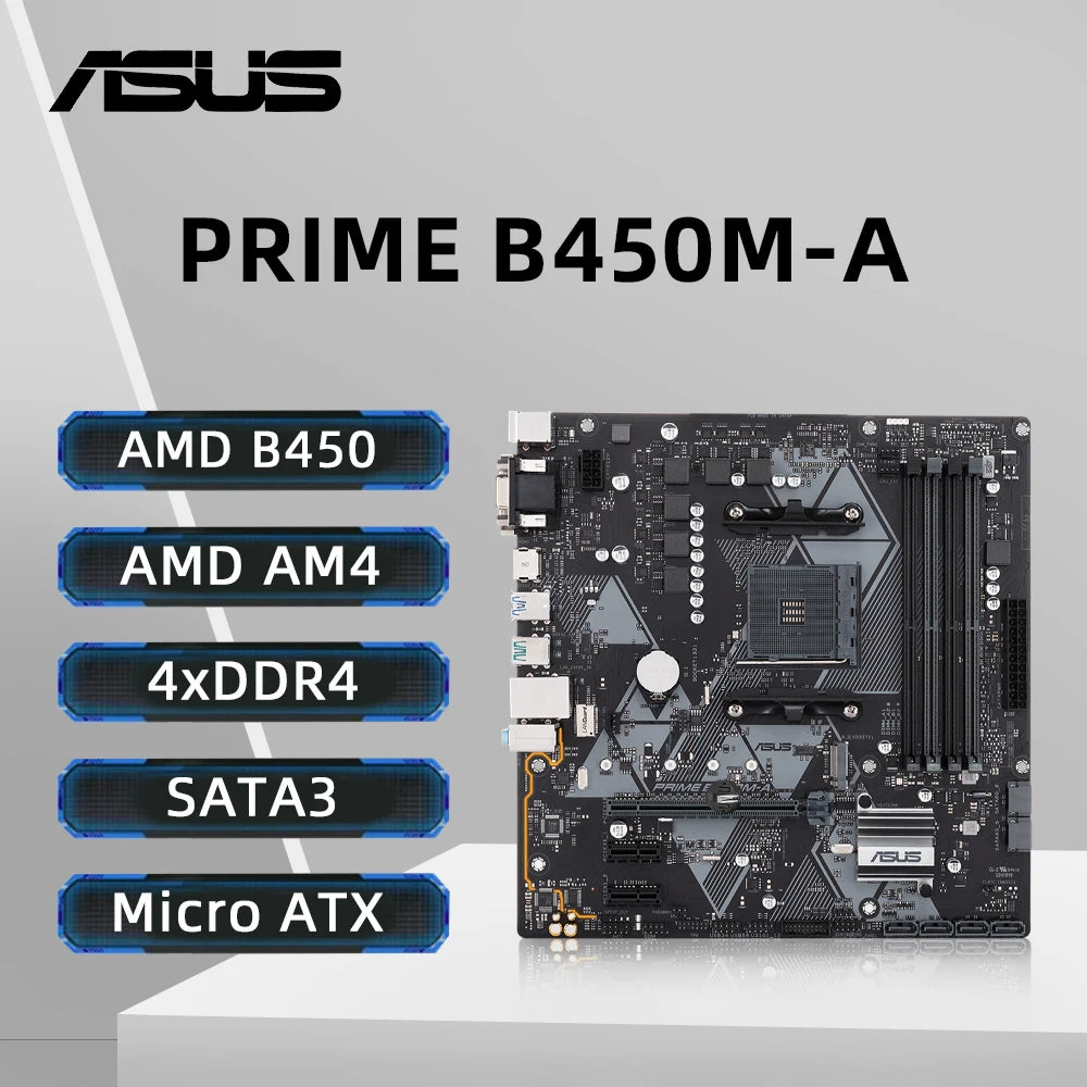 ASUS PRIME B450M-A Motherboard Support Ryzen 5600 5600G R7 5700X3D CPU  4xDDR4 128GB HDMI Dual RGB AM4 Mainboard Free Fast Shipping