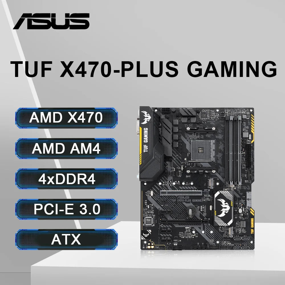 ASUS TUF X470-PLUS GAMING Motherboard AM4 Socket Support Ryzen 5700X3D  Ryzen 5500 CPU 4×DDR4 DIMM 64GB HDMI ATX Free Fast Shipping