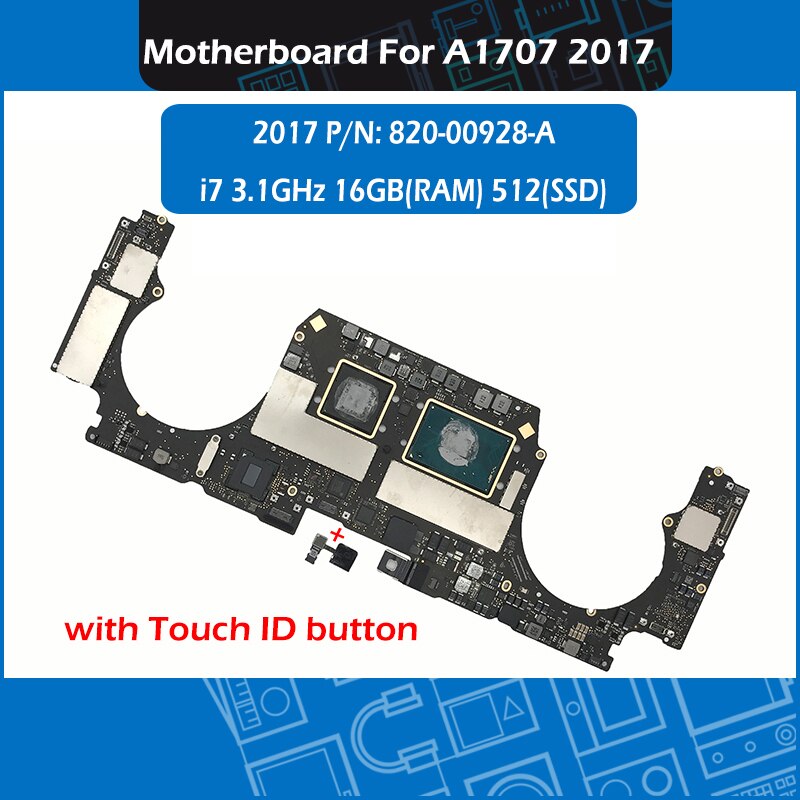 Original Laptop Core i7 16GB 512GB A1707 Logic Board Motherboard 820-00928-A For Macbook Pro Retina 15