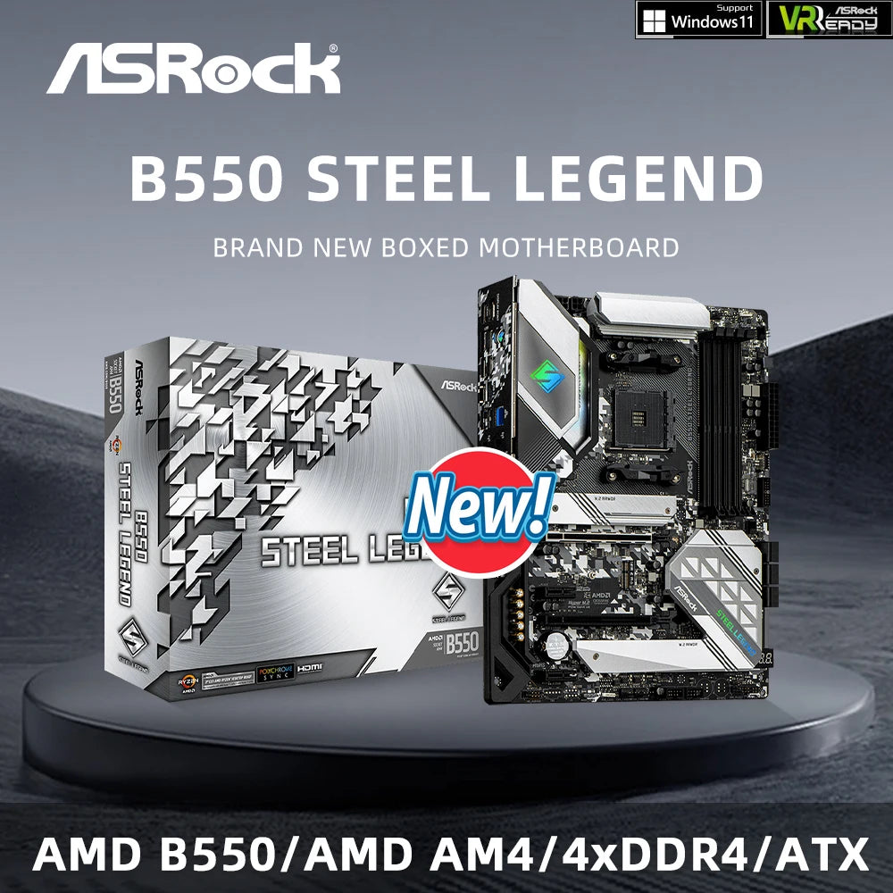 StoneTaskin For ASRock Brand New B550 Steel Legend Motherboard AM4 Sup StoneTaskin For ASRock Brand New B550 Steel Legend Motherboard AM4 Sup