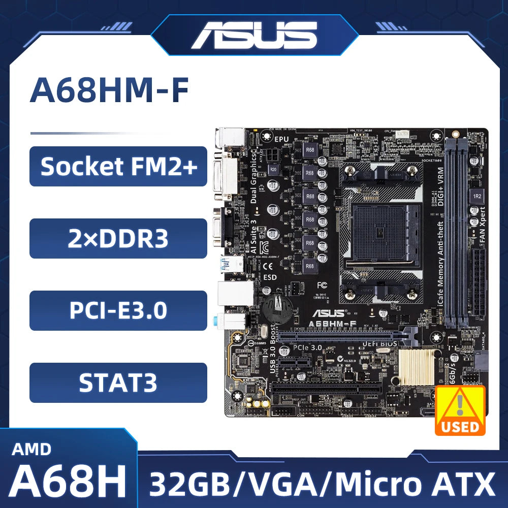 StoneTaskin ASUS A68HM-F Motherboard Socket FM2+ AMD A68H DDR3 32GB su