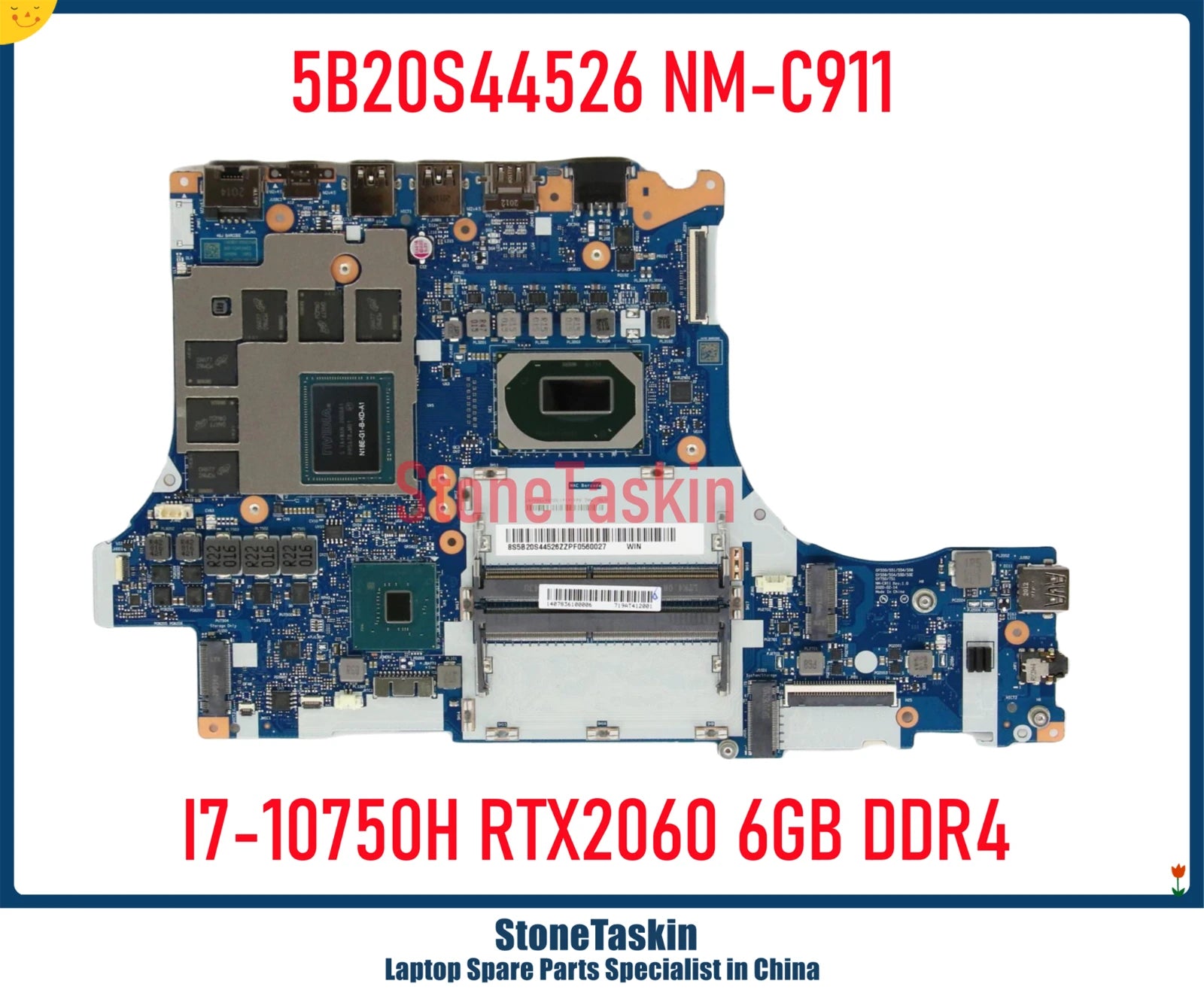 StoneTaskin 5B20S44526 NM-C911 For Lenovo Legion 15IMH05H Gaming Laptop  Motherboard I7-10750H RTX2060 6GB DDR4 MB Mainboard