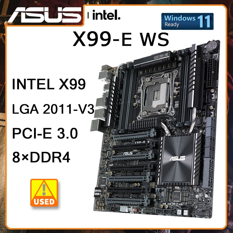 StoneTaskin X99 Motherboard ASUS X99-E WS Motherboard LGA 2011-V3 DDR4  128GB PCI-E 3.0 Intel X99 USB3.0 M.2 ATX For Intel Xeon E5-1630 cpus