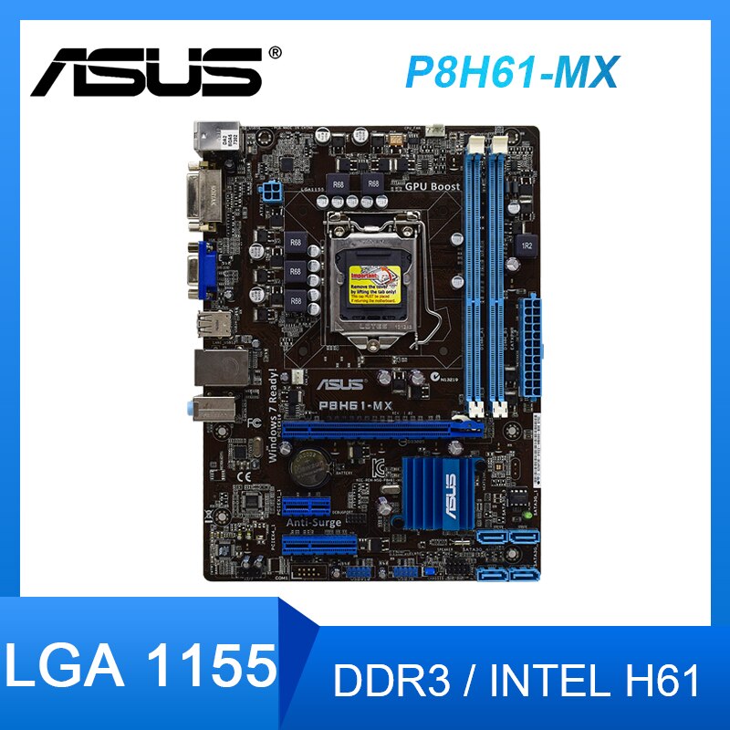Original ASUS P8H61-MX Desktop Mainboard LGA 1155 DDR3 16GB USB3