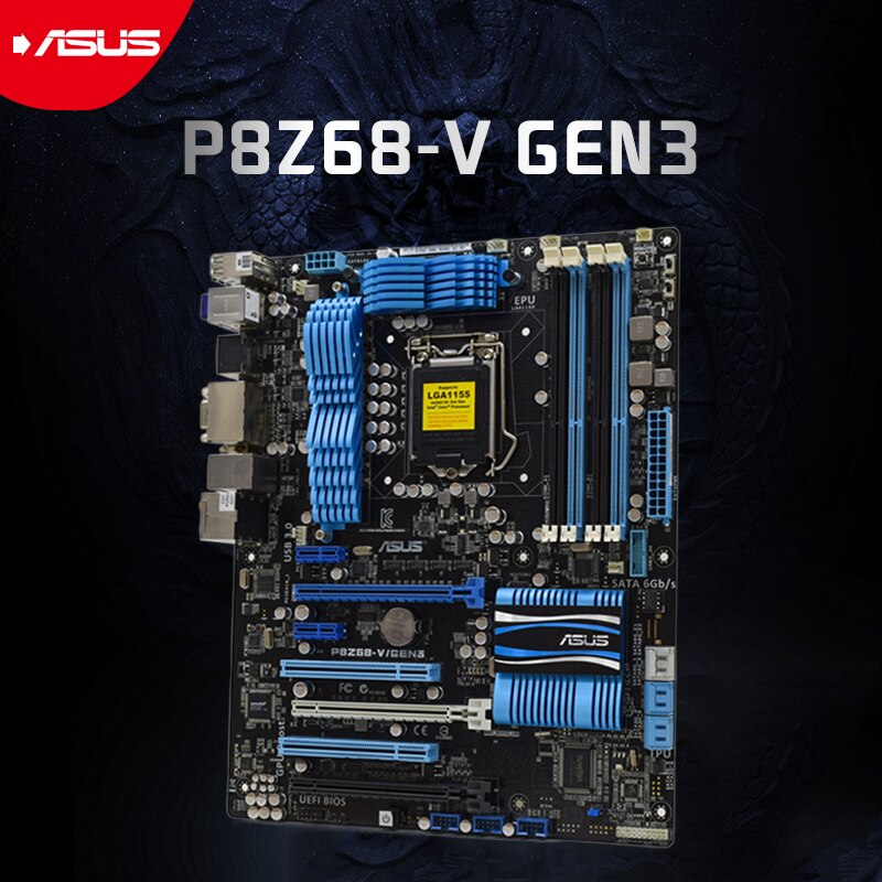Original Intel Z68 ASUS P8Z68-V/GEN3 Motherboards LGA 1155 DDR3 rams support Core i3-2105 Core i7-3770 cpus PCI-E ATX 99new