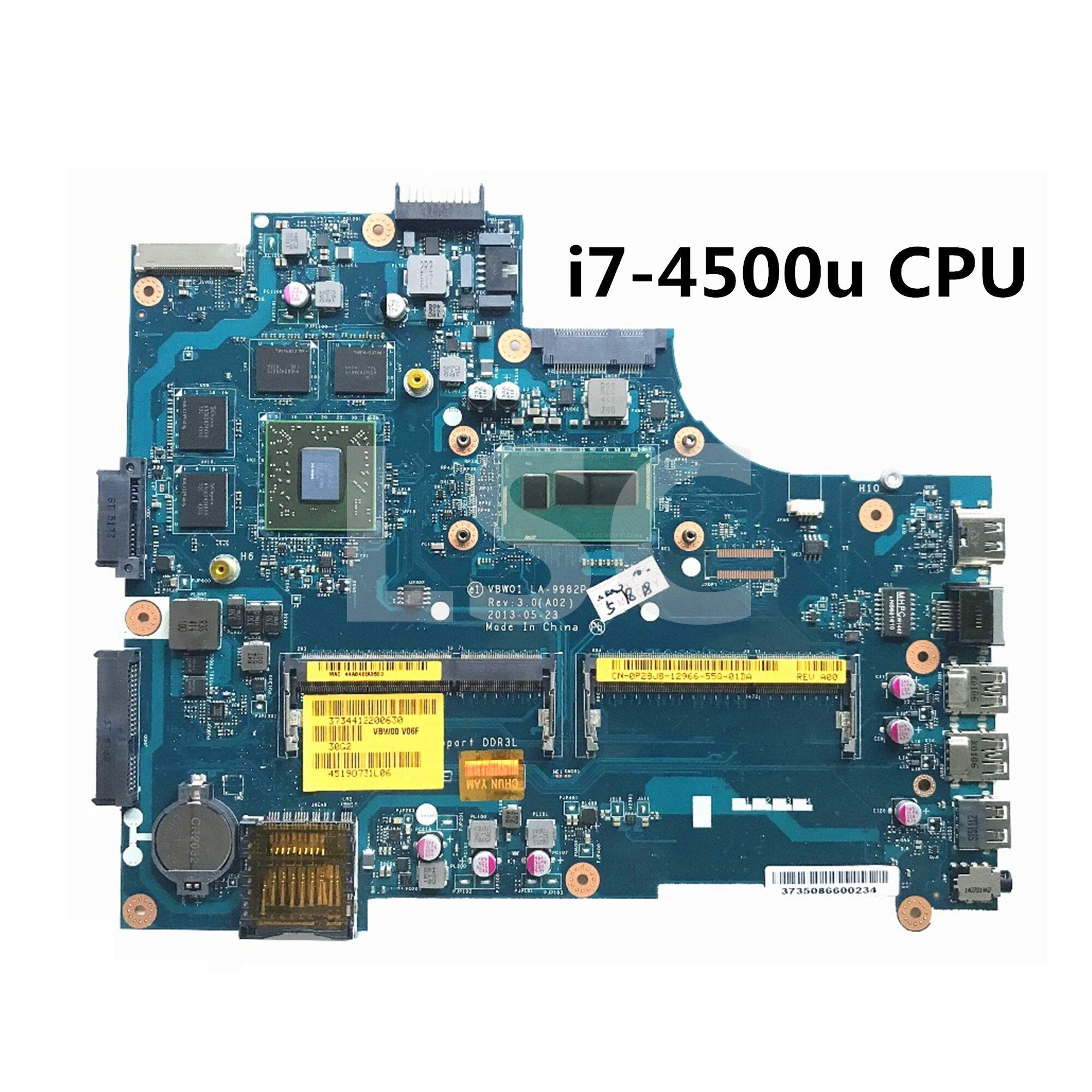 StoneTaskin Original For Dell Inspiron 15R 3537 5537 Motherboard CN-0P28J8  0P28J8 P28J8 I7-4500U CPU Processor LA-9982P 100% Tested
