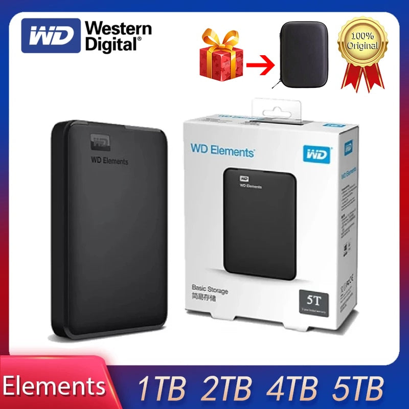 Western Digital WD Elements 5TB Portable External Hard Drive 4TB 2TB 1TB USB Portable HDD Hard Disk For Desktop PC Laptop