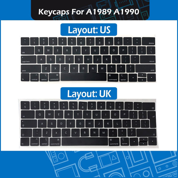 StoneTaskin Wholesale 10sets/Lot Laptop A1989 A1990 Keys Keycaps Azerty For Macbook Pro Retina 13" 15" A1989 A1990 Key Cap Keyboar Repair 2018 2019 6 Month Warranty