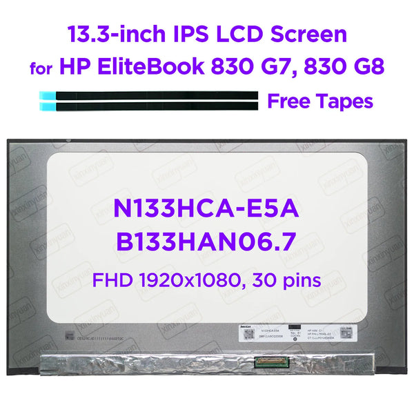 StoneTaskin Original  13.3 IPS Laptop LCD Screen N133HCA-E5A B133HAN06.7 for HP EliteBook 830 G7 G8 LED Matrix Display Panel FHD1920x1080 30pins eDP Free Fast Shipping