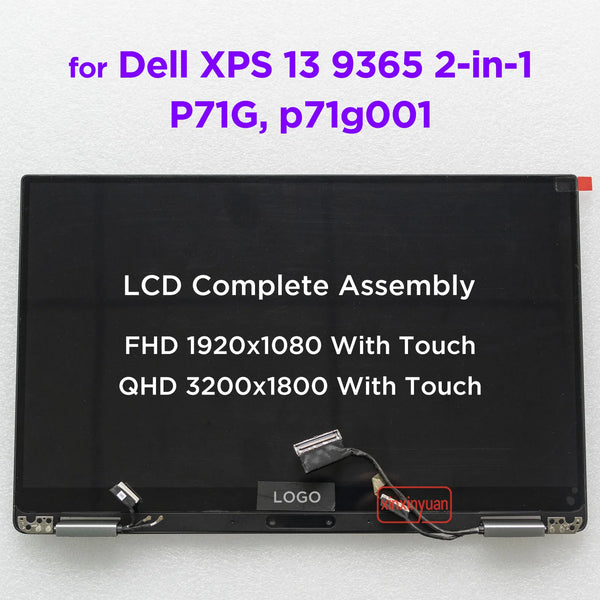 13.3 LCD Touch Digitizer Complete Assembly for Dell XPS 13 9365 2-in-1 P71G P71G001 Display Replacement with Hinges NPF60 7W2X9