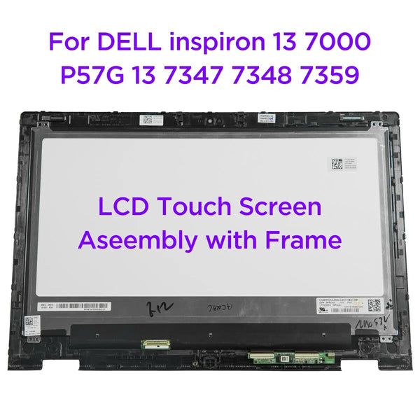 13.3" LCD Touch Screen Assembly with Frame For DELL inspiron 13 7000 P57G 7347 7348 7359 LED Display Replacement FHD 1920x1080