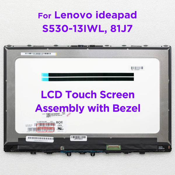 StoneTaskin Original 13.3 LCD Touch Screen Digitizer Assembly For Lenovo ideapad S530-13IWL 81J7 5D10S39557 5D10S39558 1920x1080 Display Replacement Free Fast Shipping