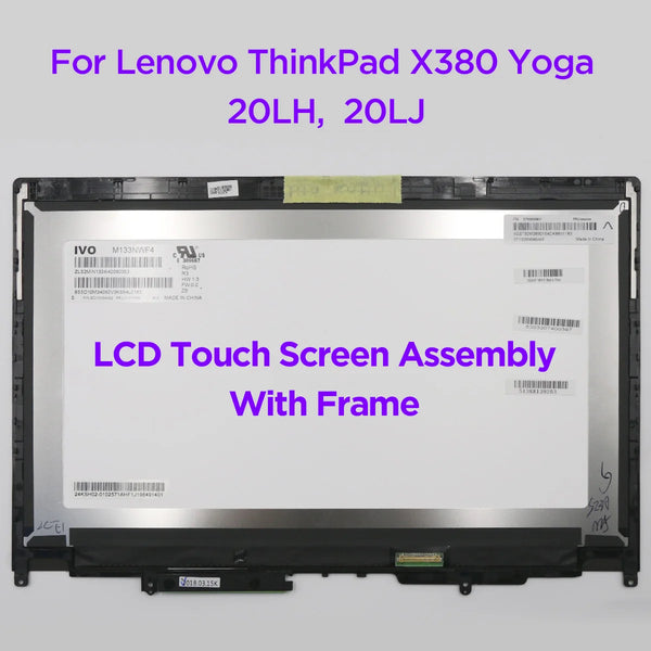 StoneTaskin 13.3 LCD Touch Screen Digitizer Assembly With Frame For Lenovo ThinkPad X380 Yoga 20LH 20LJ Display Replacement 1920x1080 30pins Display Panel Fully Tested Free Fast Shipping