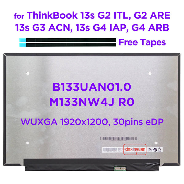 StoneTaskin Original 13.3" Laptop LCD Screen B133UAN01.0 M133NW4J R0 for Lenovo ThinkBook 13s G2 ITL ARE G3 ACN G4 IAP ARB 1920x1200 IPS Display Fast Free Shipping