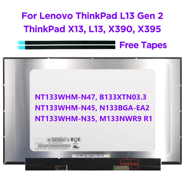 13.3 Laptop LCD Screen NT133WHM-N47 Fit N133BGA-EA2 B133XTN03.3 M133NWR9 R1 For Lenovo ThinkPad X13 X390 X395 L13 Gen 2 30pin