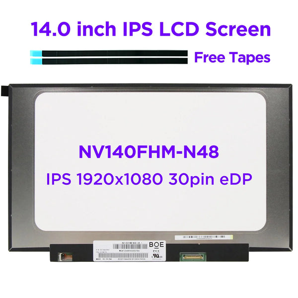 StoneTaskin 14.0 IPS Laptop LCD Screen NV140FHM-N48 Fit B140HAN04.0 N140HCA-EBA For Lenovo ideapad 330S-14IKB 330S-14AST 1920x1080 30pin eDP Display Panel Fully Tested Free Fast Shipping