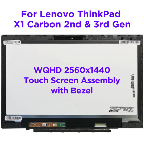 StoneTaskin 14.0" LCD Touch Screen Digitizer Assembly For Lenovo ThinkPad X1 Carbon 2nd Gen 3rd Gen 20A7 20A8 20BS 20BT Replacement WQHD Display Panel Fully Tested Free Fast Shipping