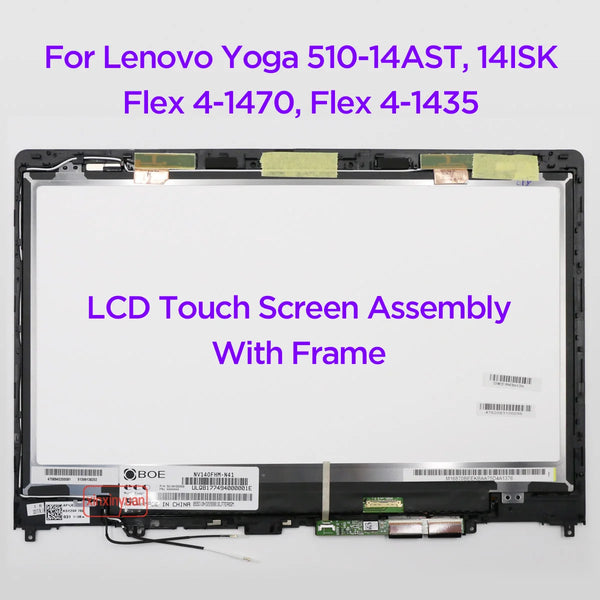 StoneTaskin Original 14.0" LCD Touch Screen Digitizer Assembly With Frame For Lenovo Yoga 510-14AST 510-14ISK Flex 4-1470 Flex 4-1435 80S7 80S9 80SA Free Fast Shipping