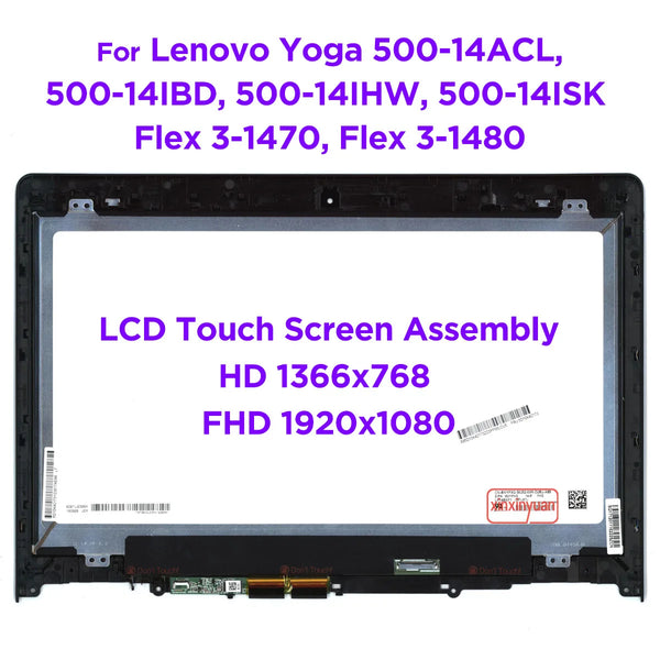 StoneTaskin Original 14.0 LCD Touch Screen Digitizer Assembly for Lenovo ideapad Yoga 500-14ISK 500-14IBD 500-14ACL 500-14IHW Flex 3-1470 Flex 3-1480 Free Fast Shipping