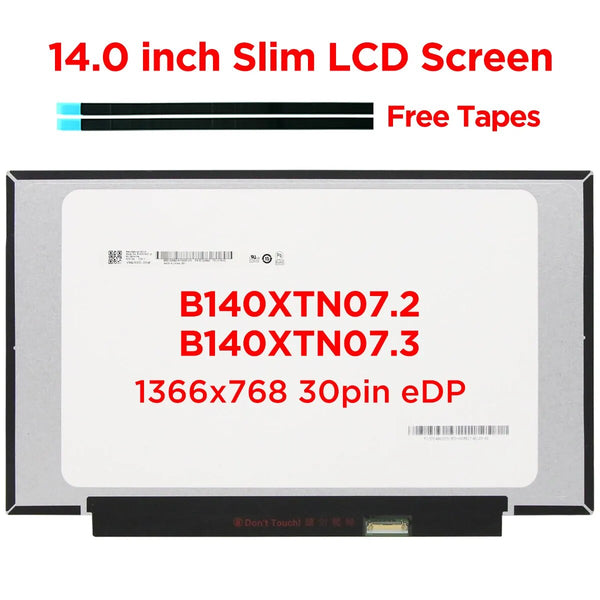 14.0 Laptop LCD Screen B140XTN07.2 N140BGA-EA4 C2 C3 C4 NT140WHM-N43 For Lenovo ideapad S340-14 S145-14 1-14IGL05 1366x768 30pin