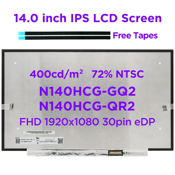 14.0 Laptop LCD Screen Exactly N140HCG-GQ2 N140HCG-GR2 For Lenovo ThinkPad X1 Carbon 7th 8th Gen 400 nits 72% NTSC FHD 30pin eDP