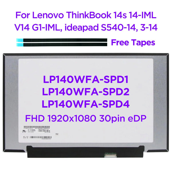 StoneTaskin Original  14.0 Laptop LCD Screen LP140WFA-SPD1 SPD2 SPD4 B140HAN04.0 For Lenovo ThinkBook 14s 14-IML V14 G1 ideapad S540-14API 3-14 30pin Free Fast Shipping