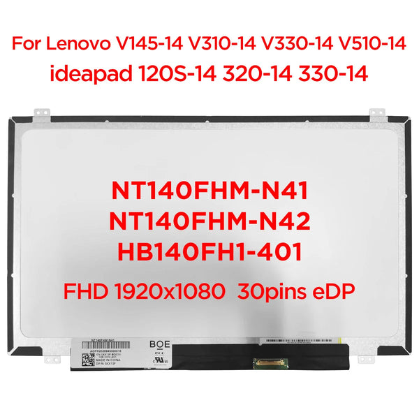 StoneTaskin Original  14.0 Laptop LCD Screen NT140FHM-N41 NT140FHM-N42 For Lenovo V145-14 V310-14 V330-14 V510-14 ideapad 120S-14 320-14 330-14 30pin Free Fast Shipping