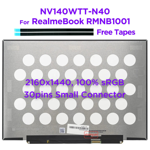 StoneTaskin 14.0 Laptop LCD Screen NV140WTT-N40 TV140WTM-NH0 P140ZKB-BZ1 for Realme Book RMNB1001 IPS Display Panel 2160x1440 30pins Fully Tested Free Shipping