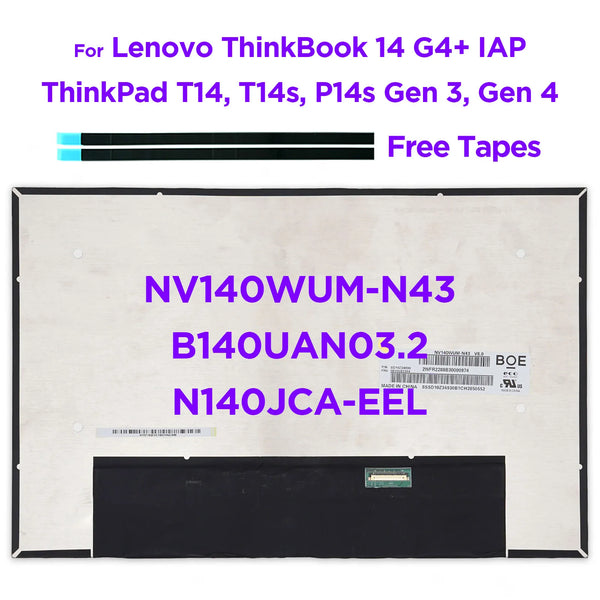 StoneTaskin 14.0" Laptop LCD Screen NV140WUM-N43 fit B140UAN03.2 N140JCA-EEL for ThinkPad T14 T14s P14s Gen3 Gen4 E14 Gen5 WUXGA 1920x1200 Fully Tested Free Shipping