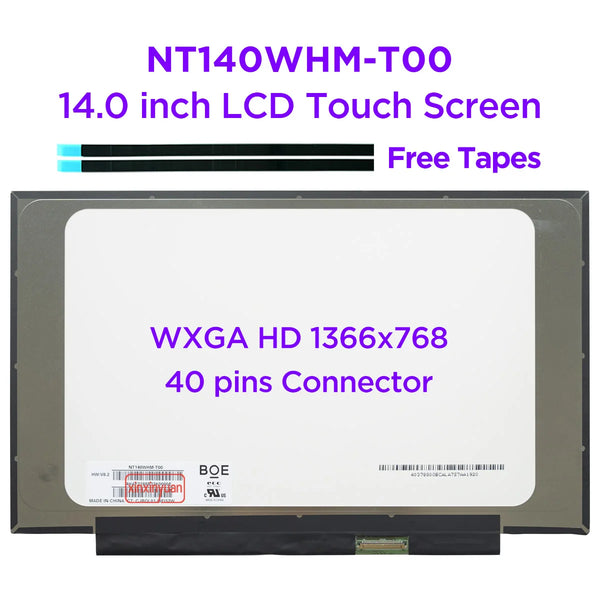 StoneTaskin 14.0 Laptop LCD Touch Screen NT140WHM-T00 Fit B140XTK02.0 For HP 14A-NA0037NR LED Matrix Display Panel Replacement 40pins eDP Fully Tested Free Shipping