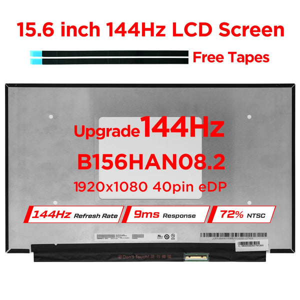 StoneTaskin 15.6" 144Hz Laptop LCD Screen B156HAN08.2 B156HAN09.2 Fit NV156FHM-NY4 LP156WFG-SPP1 For Lenovo Legion 5-15ARH05 S7-15IMH5 40pin