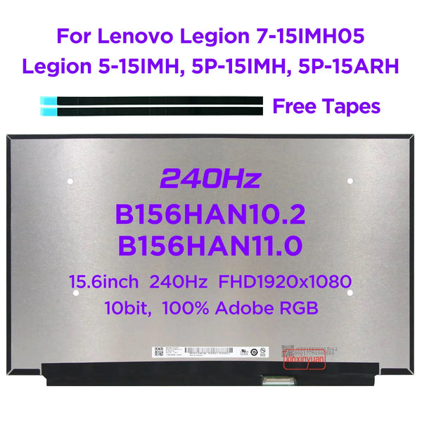 StoneTaskin Original 15.6" 240Hz Laptop LCD Screen B156HAN10.2 B156HAN11.0 For Lenovo Legion 7-15IMH05 5-15IMH05H 5P-15ARH05H IPS Display 40pin eDP Fast Free Shipping