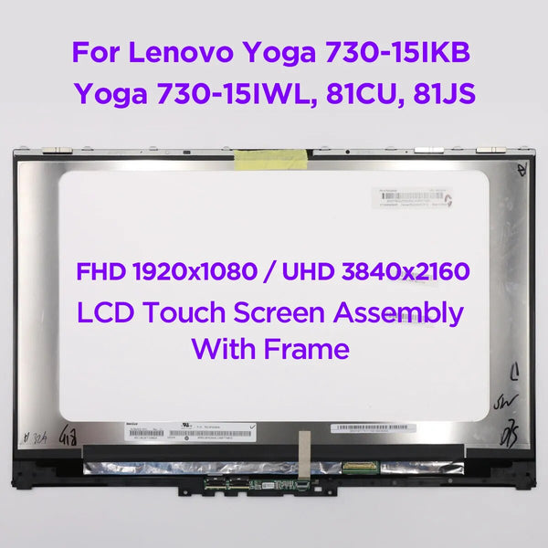 15.6 LCD Touch Screen Digitizer Assembly For Lenovo Yoga 730-15IKB 730-15IWL 81CU 81JS FHD 1920x1080 UHD 3840x2160 5D10Q89745