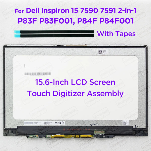 StoneTaskin 15.6 LCD Touch Screen Digitizer Assembly for Dell Inspiron 15 7590 7591 2-in-1 P83F P83F001 P84F P84F001 2n1 Display DP/N NPR9W1 Display Panel Fully Tested Free Fast Shipping