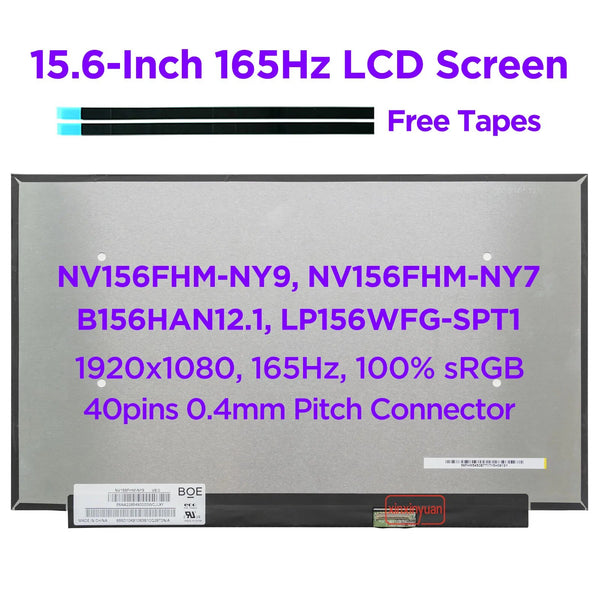 15.6 Laptop LCD Screen 165Hz NV156FHM-NY9 NY7 fit B156HAN12.1 LP156WFG-SPT1 for DELL G15 5510 5515 1920x1080 165Hz Display 40pin