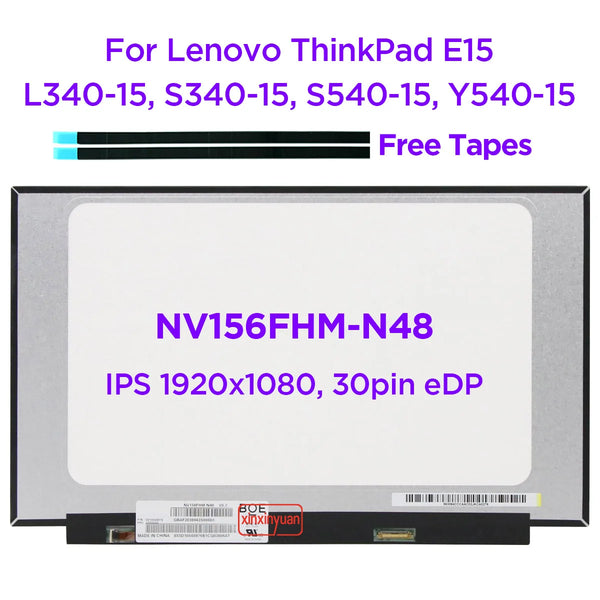 StoneTaskin Original  15.6 Laptop LCD Screen NV156FHM-N48 Fit LP156WF9-SPK1 LM156LFAL01 For ThinkPad S540-15 S340-15 L340-15 Legion Y540-15 30pin eDP Free Fast Shipping