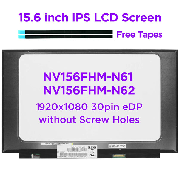 StoneTaskin Original 15.6 Laptop LCD Screen NV156FHM-N61 Fit NV156FHM-N6A N156HCA-EN1 LP156WFF-SPF1 For Lenovo Legion 5-15 S7-15 ThinkPad E15 30pin Fast Free Shipping