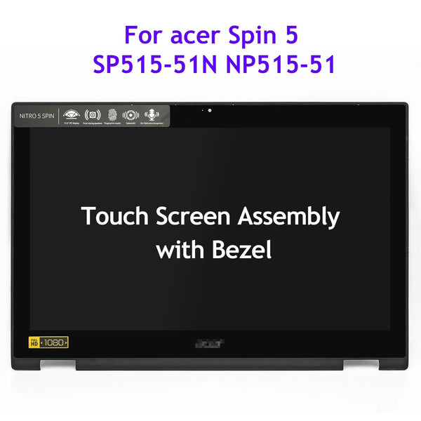 StoneTaskin 15.6" Laptop LCD Touch Screen Digitizer Assembly For Acer Spin 5 SP515-51N NP515-51 IPS Display Replacement FHD 1920x1080