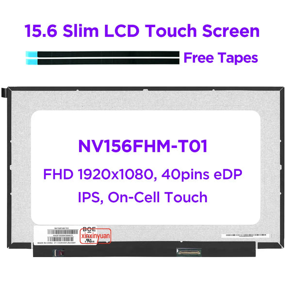 StoneTaskin Original 15.6" Laptop LCD Touch Screen NV156FHM-T01 fit B156HAK02.1 FHD 1920x1080 IPS Panel LED Display Replacement 40pins eDP Free Fast Shipping