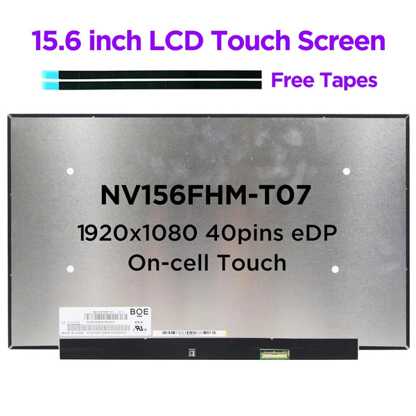 15.6" Laptop LCD Touch Screen NV156FHM-T07 Fit R156NWF7 R2 For Lenovo ideapad 5-15ARE05 3-15ITL6 3-15ALC6 81YQ 82H8 82KU 40pins