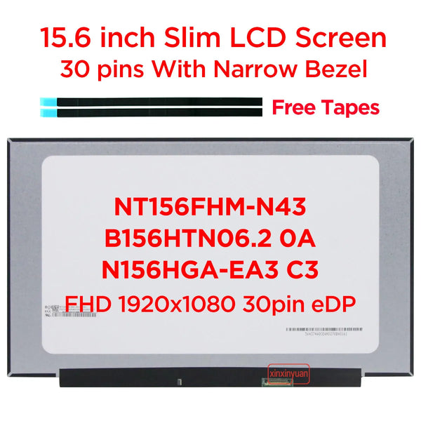 15.6 Slim Laptop LCD Screen NT156FHM-N43 B156HTN06.2 For Lenovo V15 G2 G3 ideapad 5-15  FHD1920x1080 LED Display Panel30 pin