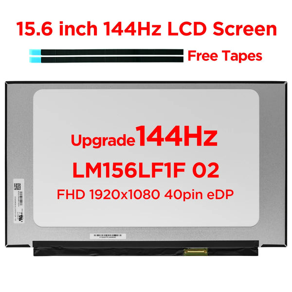 StoneTaskin 15.6 inch 144Hz Laptop LCD Screen LM156LF1F02 LM156LF1F 02 for Xiaomi Mi NoteBook Gaming 2019 72% NTSC Display Panel 40pin eDP Display Panel Fully Tested Free Fast Shipping