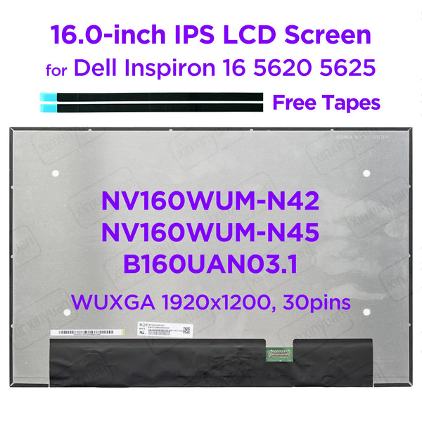 StoneTaskin Original 16.0" Laptop LCD Screen NV160WUM-N42 fit NV160WUM-N45 B160UAN03.1 for Dell Inspiron 16 5620 5625 DP/N 0JFDKM WUXGA1920x1200 Fast Free Shipping