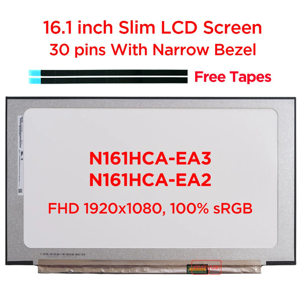 StoneTaskin Original  16.1" IPS Laptop LCD Screen N161HCA-EA3 Fit N161HCA EA2 EAC NV161FHM-N61 N41 Display Panel Replacement FHD1920x1080 30pins eDP Free Fast Shipping