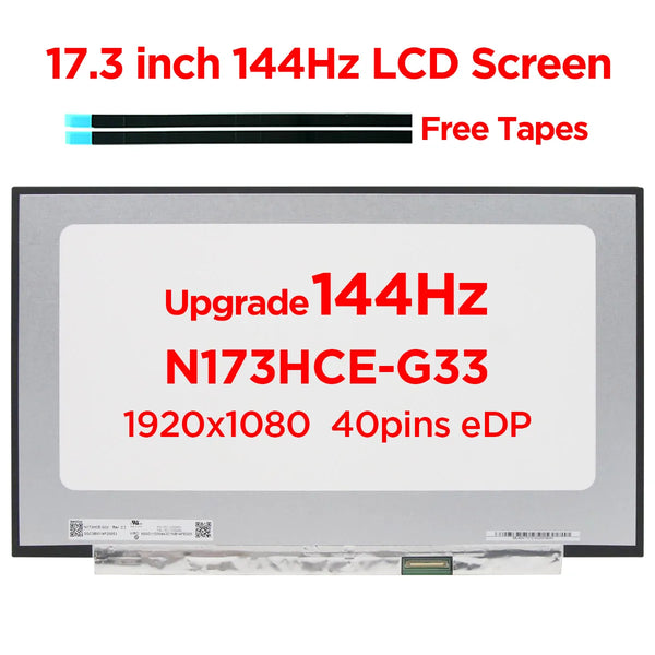 StoneTaskin 17.3" 144Hz Laptop Screen N173HCE-G33 Fit B173HAN04.4 For Lenovo Legion 5-17ITH6 5-17ACH6H 82JM 82JN 82JY 82K0 LCD Display 40pin