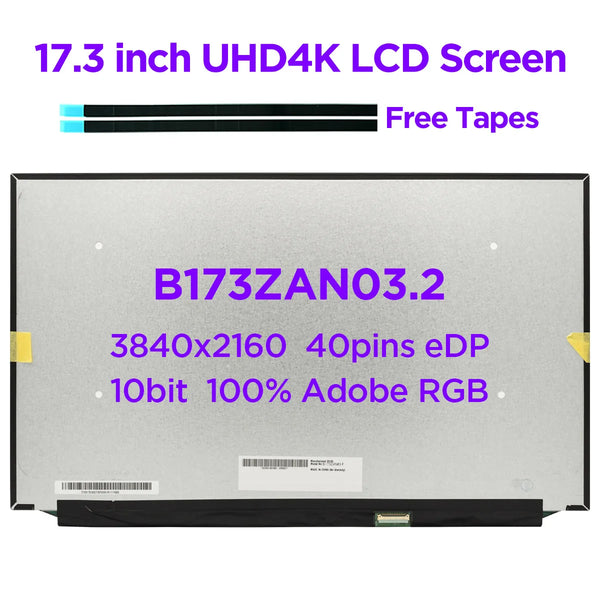 StoneTaskin 17.3 inch IPS Laptop LCD Screen B173ZAN03.2 for DELL Alienware 51M UHD4K 3840x2160 100% Adobe RGB LED Display Panel 40 pins eDP Display Panel Fully Tested Free Fast Shipping