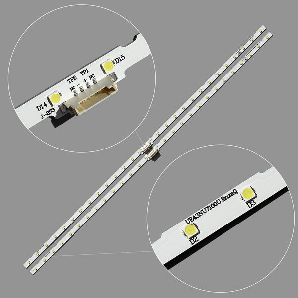 StoneTaskin 2 pcs LED Backlight strip 28 lamp for Samsung 43"TV UE43NU7100U AOT_43_NU7100F_2X28_3030C BN44-00947A