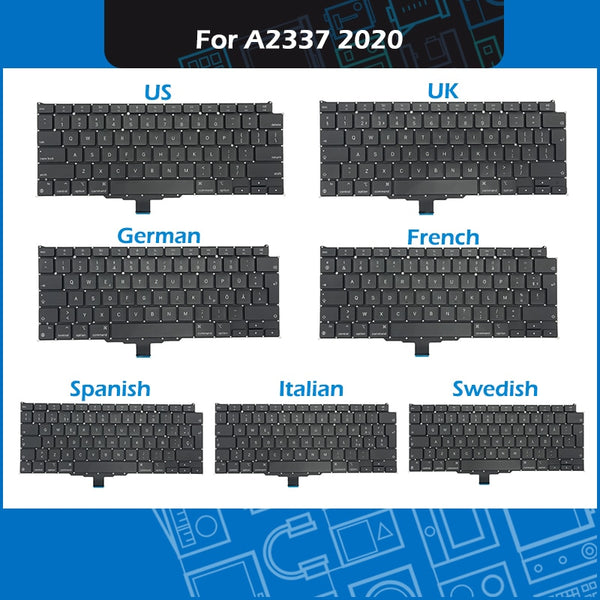 StoneTaskin Wholesale 2020 Year New Laptop A2337 Keyboard For Macbook Air 13" M1 A2337 Keyboard Replacement US UK FR SP IT GER SE Layout EMC 3598 6 Month Warranty