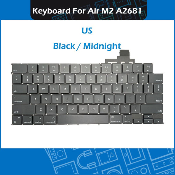 StoneTaskin Wholesale 2022 Year Laptop A2681 Keyboard For Macbook Air 13.6" M2 A2681 Keyboards Replacement EMC 4074 Black Midnight Color 6 Month Warranty